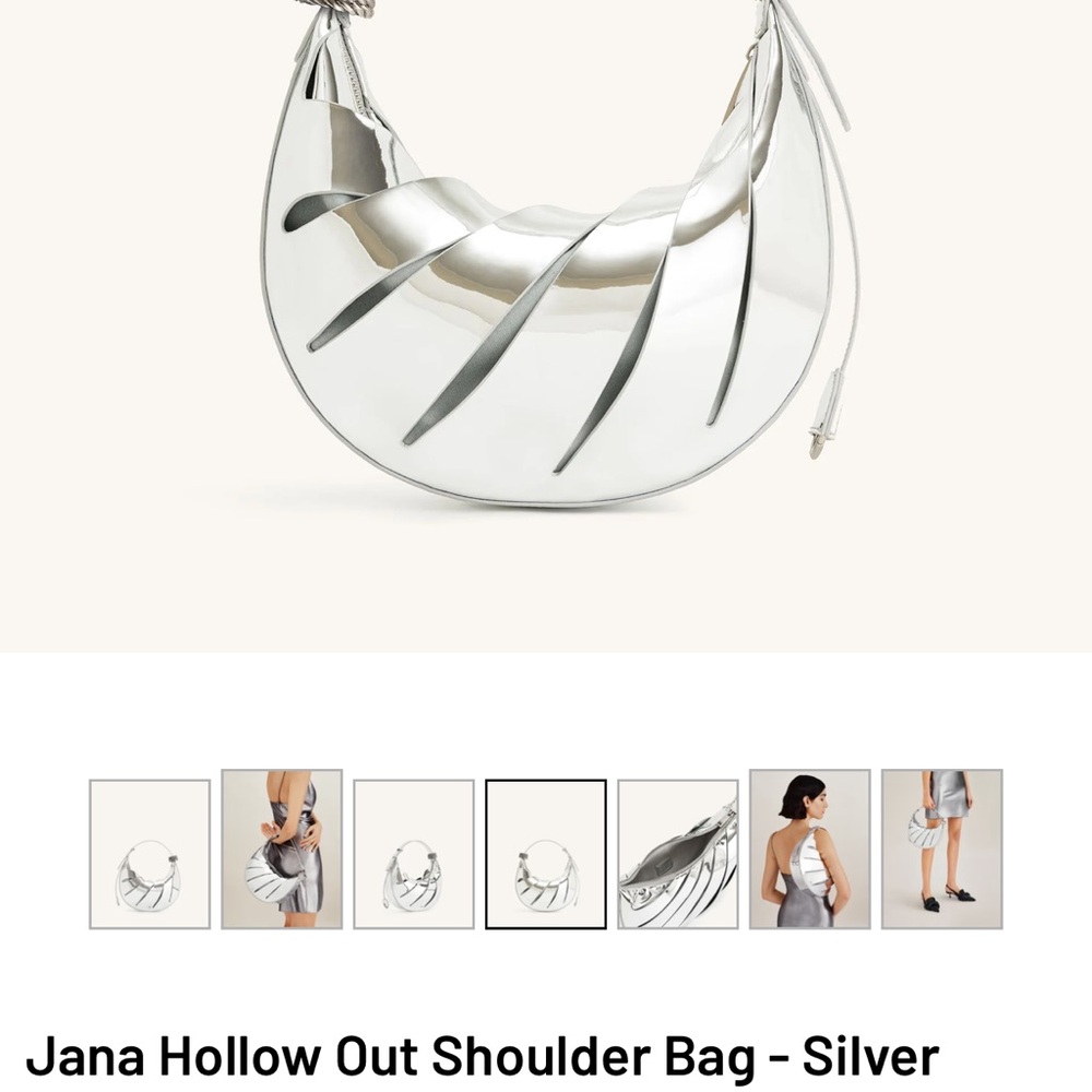 Silver Hollow Out Shoulder Bag